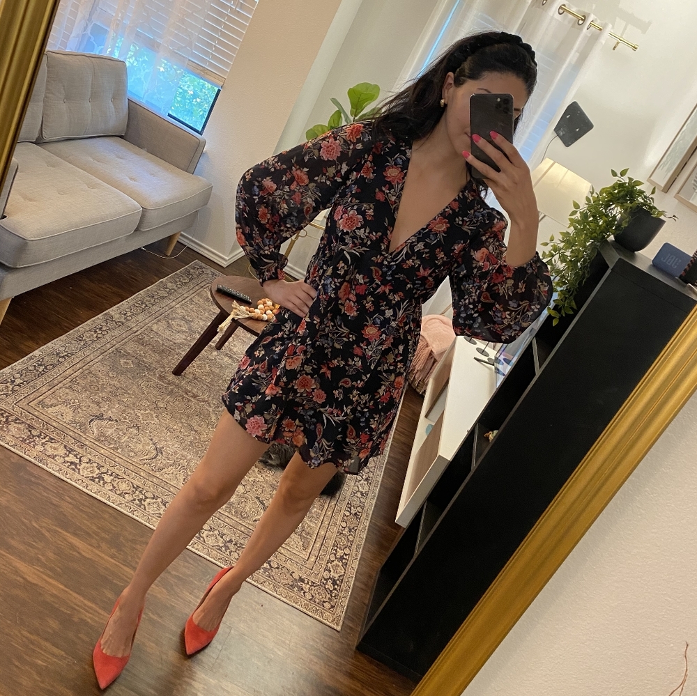Floral Ballon sleeve dress
